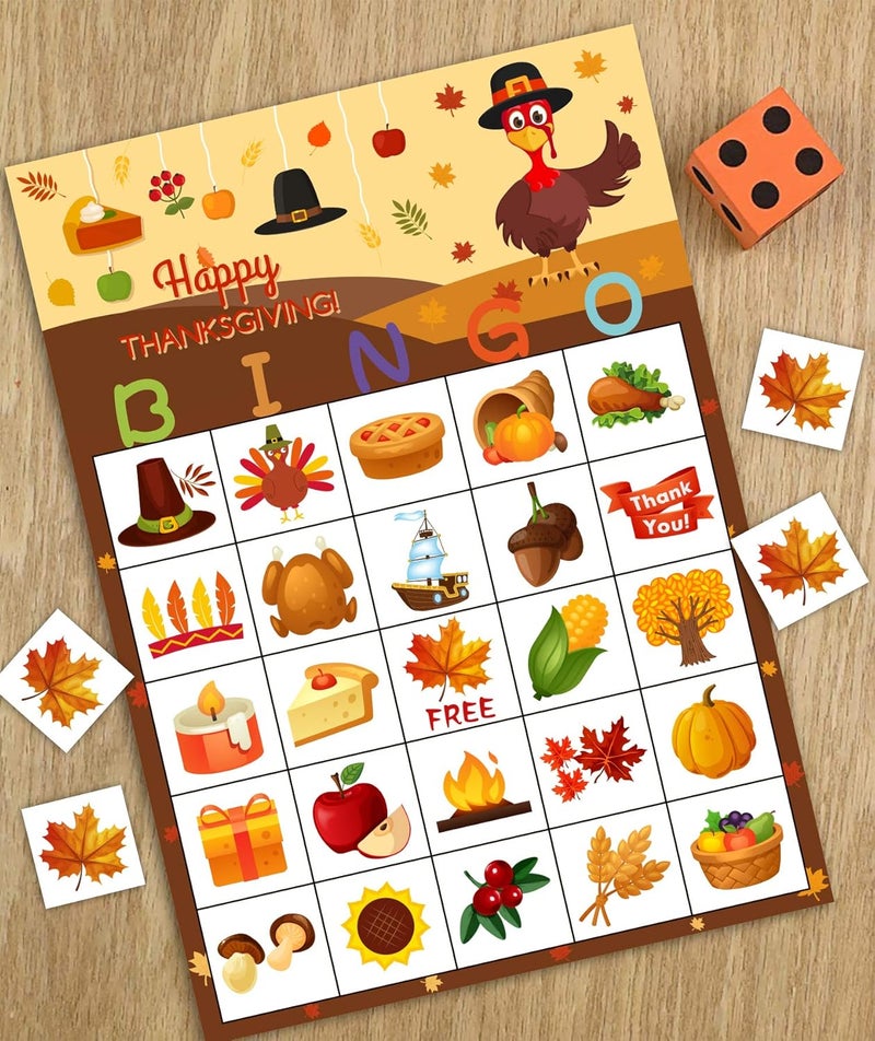 Funnlot Fall Bingo Game for Kids - Thanksgiving Party Activities for 24 Players, Family and Classrooms - Image 4