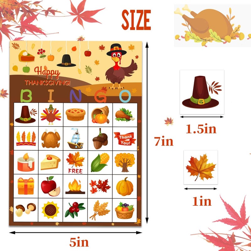 Funnlot Fall Bingo Game for Kids - Thanksgiving Party Activities for 24 Players, Family and Classrooms - Image 2
