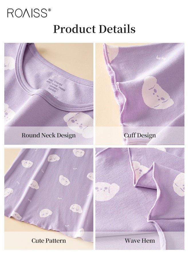 roaiss 2-Pack Cartoon Nightdress Set, Adorable Comfortable Sleepshirts, Girls' Summer Dress, Breathable Short-sleeved Nightgown, Kids Cozy Pajama Dress  - Image 3