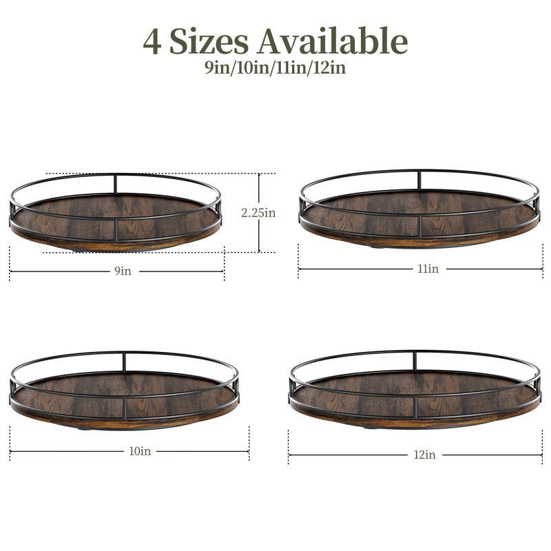 LAMU 9'' Lazy Susan Organizer for Table Top,Wooden Lazy Susan Turntable for Cabinet,Kitchen,Spice Organization,Bathroom Vanity,Rotating Pantry Storage for Table Decor - Image 3