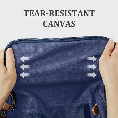 Gonex Canvas Duffle Bag for Travel 60L Expandable Duffel Weekend Overnight Bag men (Blue) - Image 2