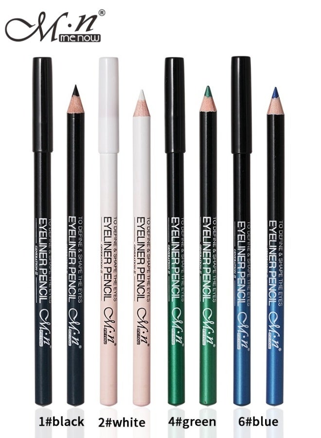 Mn MENOW 4PCS M·N Eyeliner Pencil Set – Waterproof, Smudge-Proof, Long-Lasting Eye Defining & Shaping Makeup Pencils for Women, Rich in Vitamin E, Perfect for Everyday, Party, Work & Special Occasions – Black, Blue, Green, White - Image 1