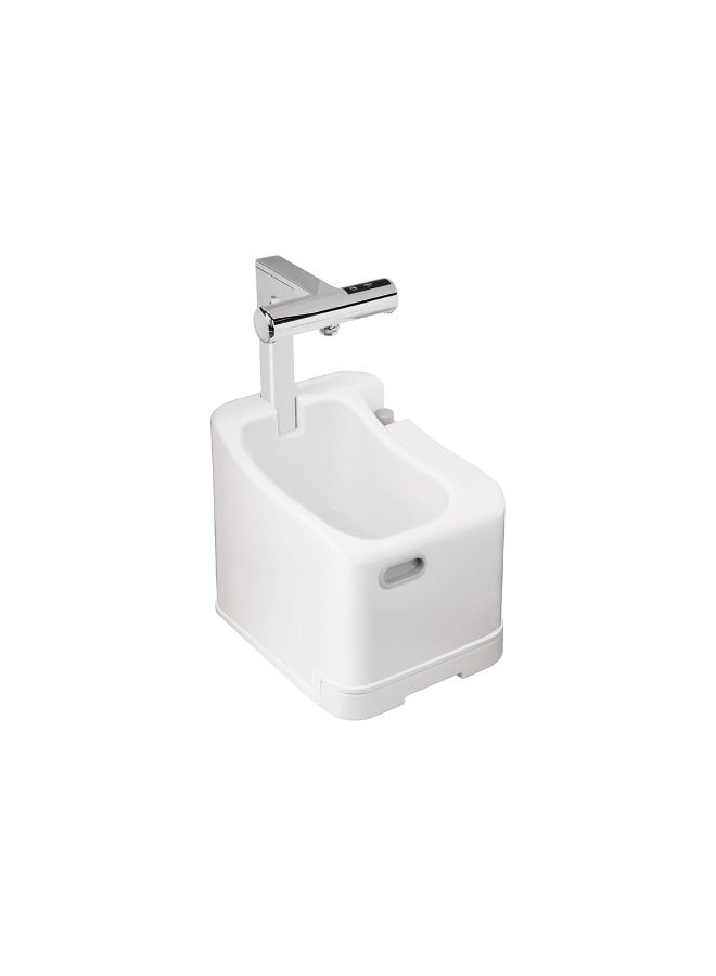 Innovia حوض غسيل محمول يعمل بالبطارية مع نفخ هواء، محطة غسيل مدمجة لليدين والقدمين للوضوء والتخييم والسفر ورعاية المسنين، لا يحتاج إلى سباكة، وحدة غسيل صحية قابلة لإعادة الشحن - Image 1