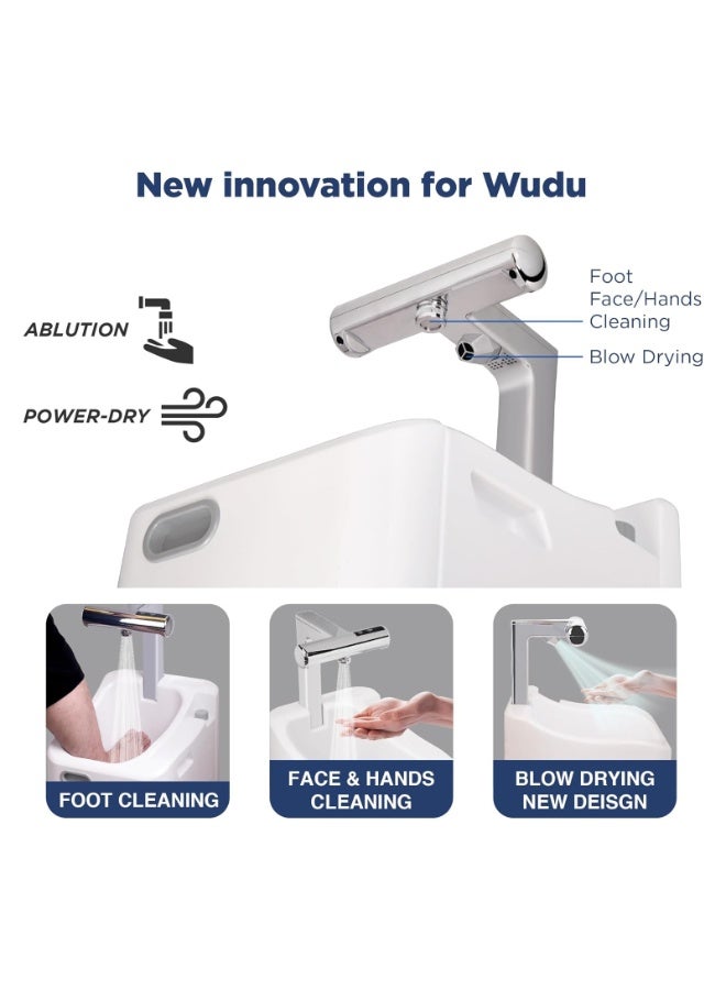 Innovia حوض غسيل محمول يعمل بالبطارية مع نفخ هواء، محطة غسيل مدمجة لليدين والقدمين للوضوء والتخييم والسفر ورعاية المسنين، لا يحتاج إلى سباكة، وحدة غسيل صحية قابلة لإعادة الشحن - Image 4