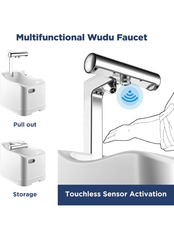 Innovia حوض غسيل محمول يعمل بالبطارية مع نفخ هواء، محطة غسيل مدمجة لليدين والقدمين للوضوء والتخييم والسفر ورعاية المسنين، لا يحتاج إلى سباكة، وحدة غسيل صحية قابلة لإعادة الشحن - Image 5
