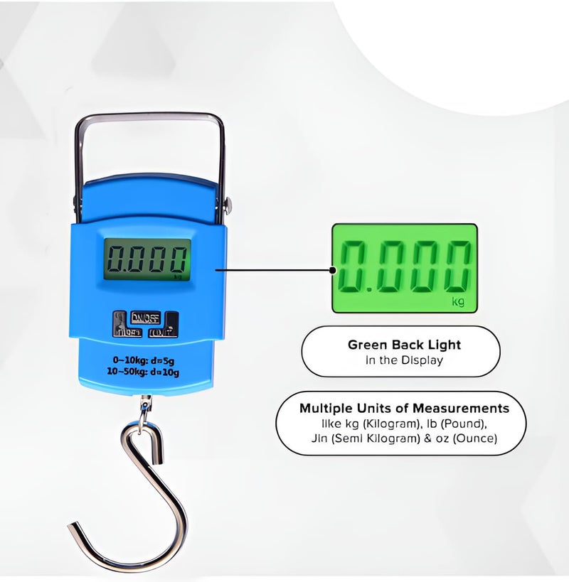 GRAMTECHNOLOGY 50 kg Hanging Scale | Weight Machine for Luggage Weighing Scale | Bag Weighing Scale for Luggage Electronic Portable Digital LED Screen Multi Purpose Use (Hanging scale) - Image 5
