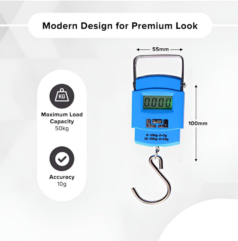 GRAMTECHNOLOGY 50 kg Hanging Scale | Weight Machine for Luggage Weighing Scale | Bag Weighing Scale for Luggage Electronic Portable Digital LED Screen Multi Purpose Use (Hanging scale) - Image 3