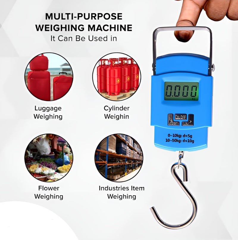 GRAMTECHNOLOGY 50 kg Hanging Scale | Weight Machine for Luggage Weighing Scale | Bag Weighing Scale for Luggage Electronic Portable Digital LED Screen Multi Purpose Use (Hanging scale) - Image 4