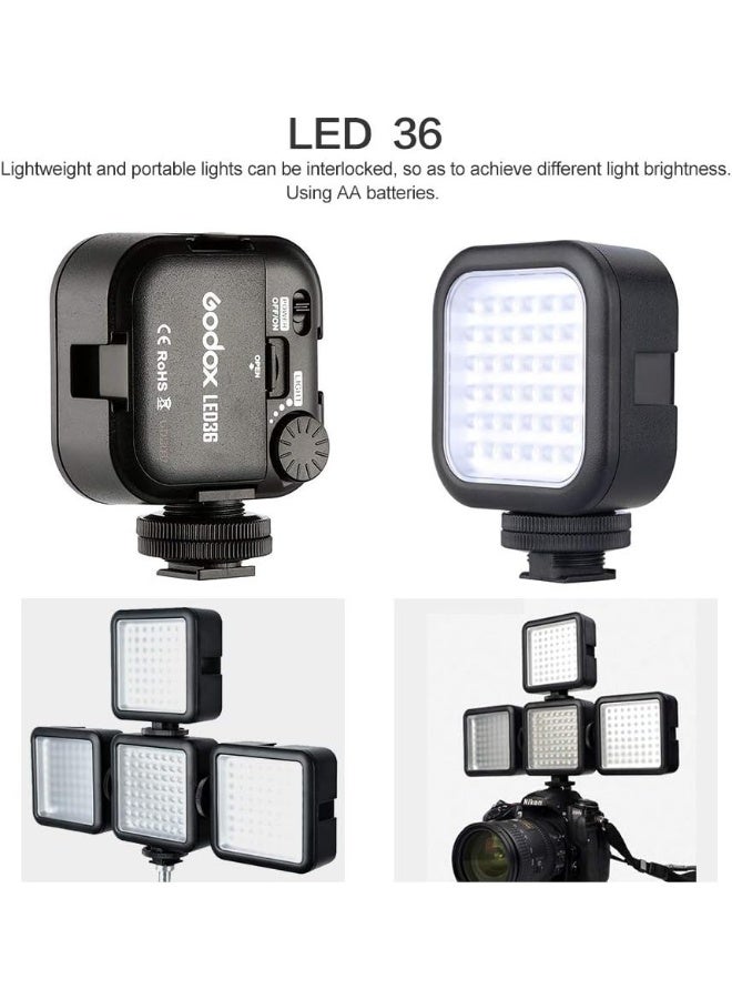 GODOX LED36 Video Light Ultra Bright LED Panel Light Offer Continuous Lighting Source Interlocking Dimmable Fits Almost Any DSLR Cameras and Camcorders - Image 5