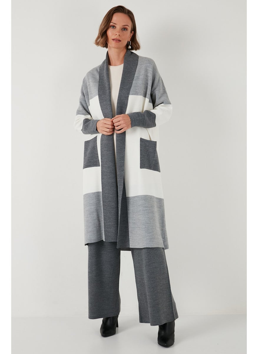 Lela Modest Color Block Long Knitted Cardigan Women's Cardigan 4616172  - Image 1