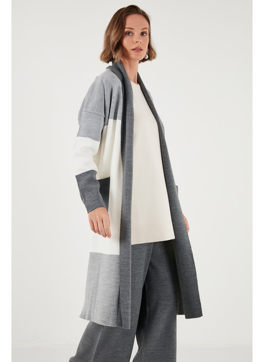 Lela Modest Color Block Long Knitted Cardigan Women's Cardigan 4616172  - Image 3