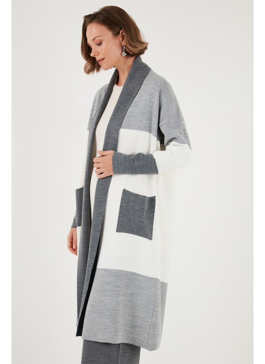 Lela Modest Color Block Long Knitted Cardigan Women's Cardigan 4616172  - Image 4