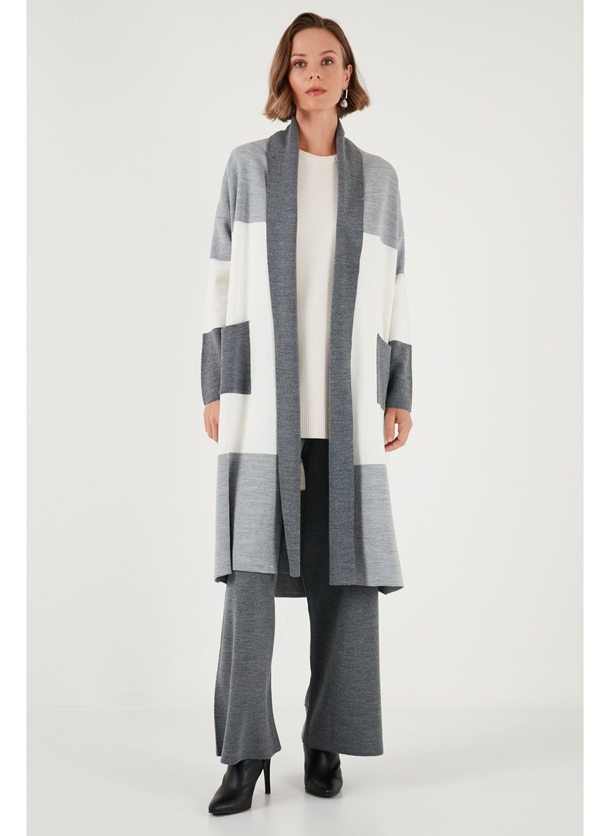 Lela Modest Color Block Long Knitted Cardigan Women's Cardigan 4616172  - Image 5