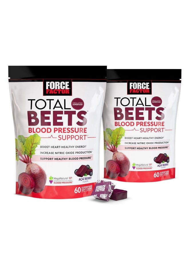 FORCE FACTOR Total Beets Blood Pressure Support Supplement, Beets Supplements with Beets Powder, Great-Tasting Beets Chewables for Heart-Healthy Energy, and Increased Nitric Oxide, 120 Chews, 2-Pack - Image 1