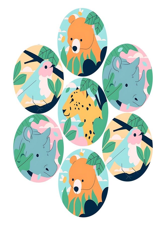 SLGIFT Vinyl Cute Animal Theme Sticker, Self-Adhesive Vinyl Stickers, 40 Pieces, 2 x 2 Inches Round Sticker, 4 Unique Designs, R177 - Image 1