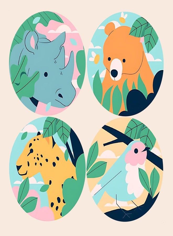 SLGIFT Vinyl Cute Animal Theme Sticker, Self-Adhesive Vinyl Stickers, 40 Pieces, 2 x 2 Inches Round Sticker, 4 Unique Designs, R177 - Image 2