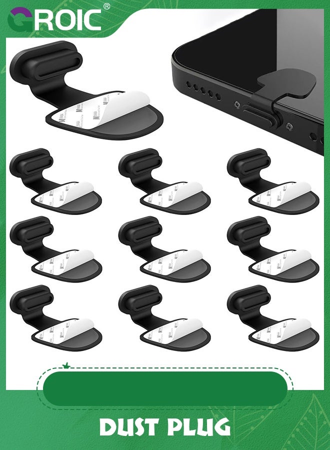 GROIC 10 Pack Black iPhone Dust Plug Compatible with iPhone and AirPods, Lightning Port Plug Protector Charging Port Anti Dust Cover Includes Speaker Cover - Image 1