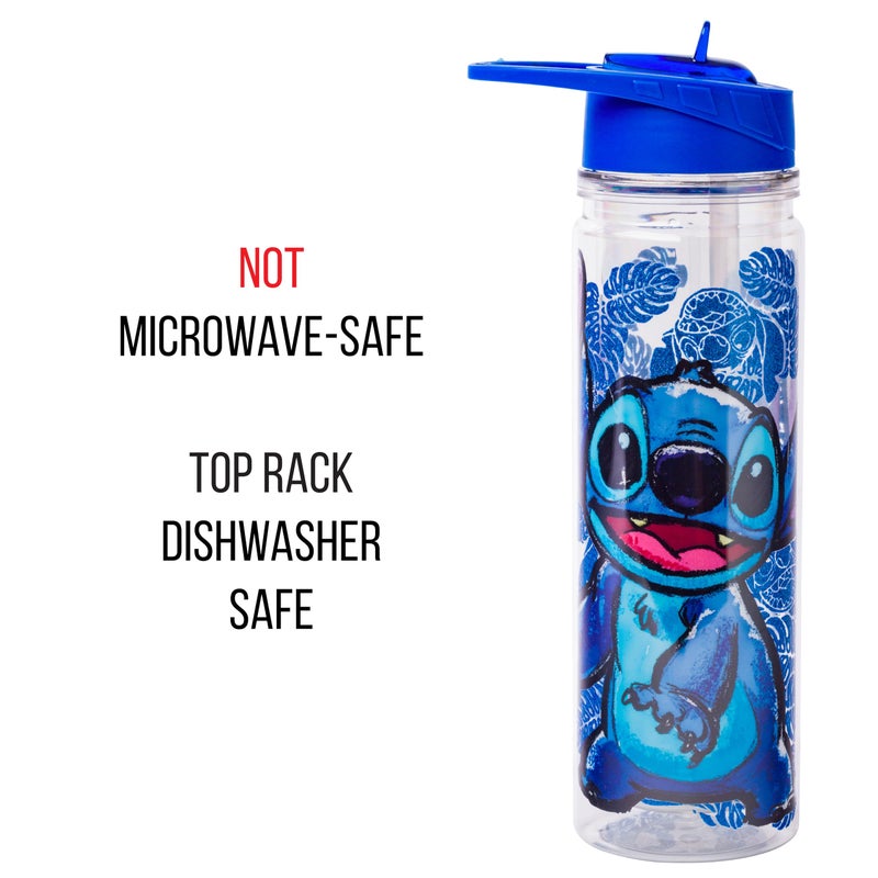Silver Buffalo Lilo and Stitch Floral Sketch Glitter Double Walled Tritan Water Bottle, 18-Ounce - Image 3
