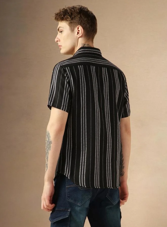 Dennis Lingo Dennis Lingo Striped Relaxed Fit Spread Collar Shirt