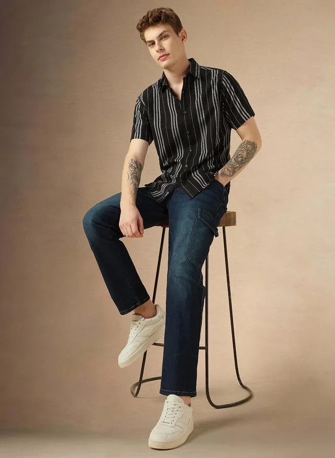 Dennis Lingo Dennis Lingo Striped Relaxed Fit Spread Collar Shirt