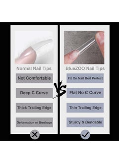 Bluezoo 3Xl Square & Coffin Nail Tips Set 480Pcs Extra Long Acrylic Clear Nail Tips, Flat Tapered Square Straight Nail Tips, No C Curve Half Cover False Nails 2 Style Kit For Home Salon Nail Extension Diy  - Image 2