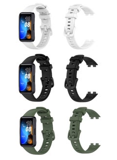 HW 3-Pieces Classic Silicone band Huawei Band 8，Replacement Band Strap Wristband Sport Band，for For Huawei Band 8/Huawei Band 9，waterproof, sweat resistant, comfortable to wear (White/Black/Green)  - Image 1