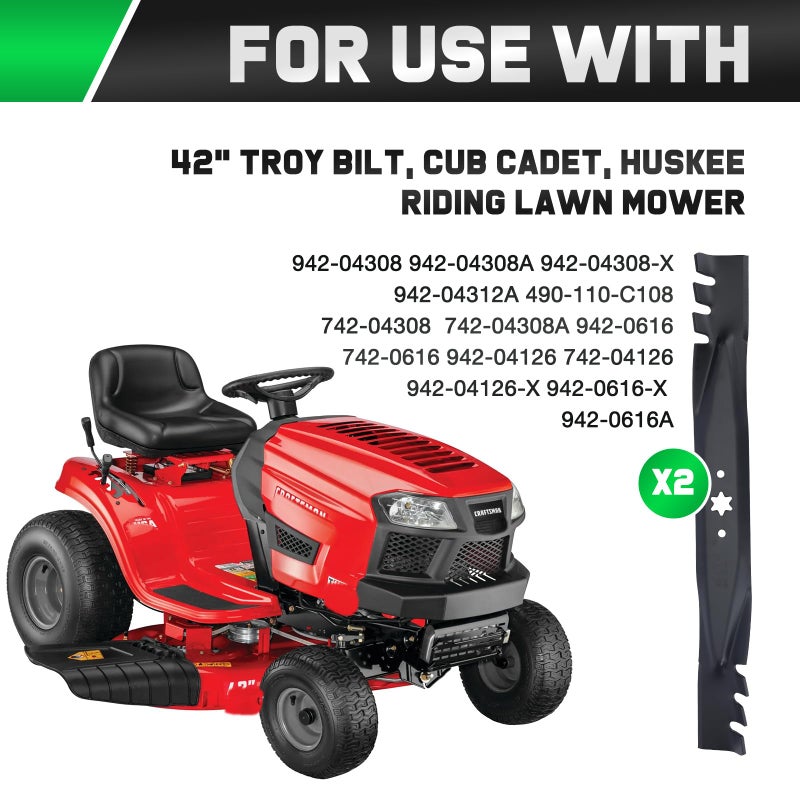 Grasscool 942-04308-X 942-04308 Mulching Blades with 6-Star Mounting Pattern for Cub Cadet 42 inch Deck Mower Troy Bilt Pony Bronco 42'' Zero Turn Lawn Tractor - Image 3