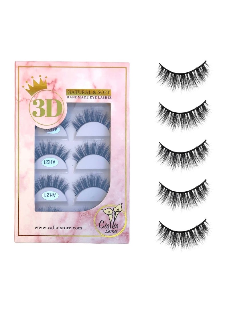 Calla Lashes Styles Faux Mink Lashes Luxurious Volume Fluffy Natural Soft Thick Falses Eyelashes 5 Pairs | AH21 - Image 1