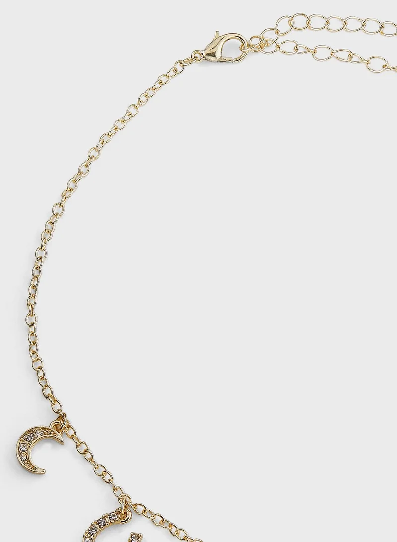 Khizana Multiple Charm Rhinestone Choker