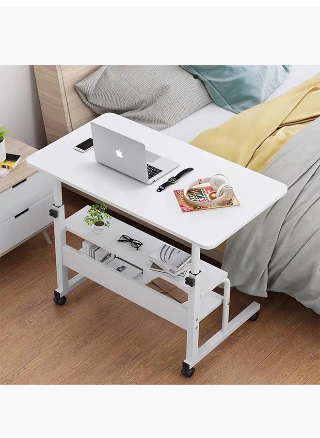 Generic Computer Desk Laptop Table Bed Side Table Adjustable Height with Wheels Portable Sofa Side Table for Home Office Stand Desk(80*40*69-85cm)SC11  - Image 2
