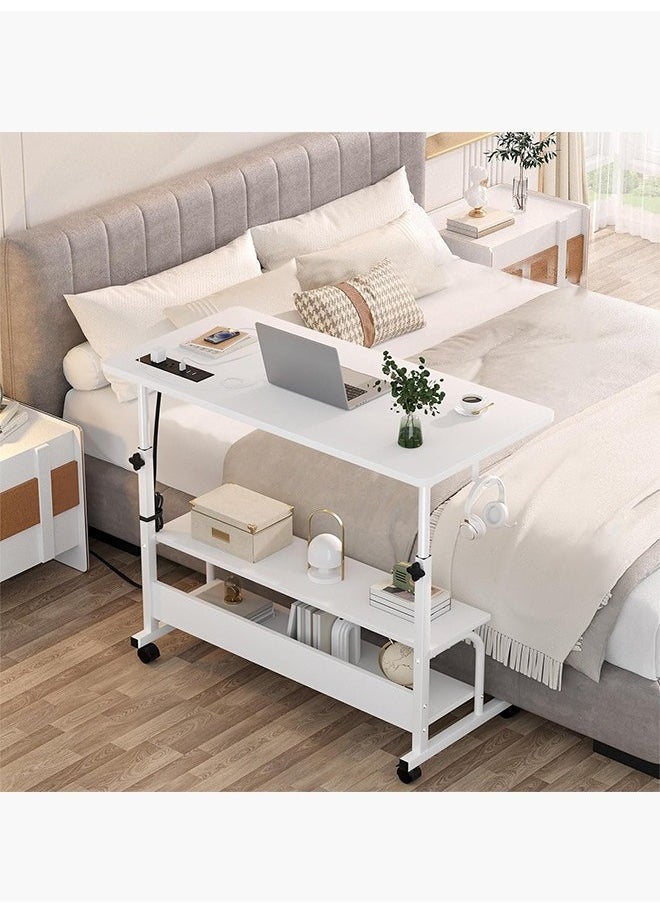 Generic Computer Desk Laptop Table Bed Side Table Adjustable Height with Wheels Portable Sofa Side Table for Home Office Stand Desk(80*40*69-85cm)SC11  - Image 3