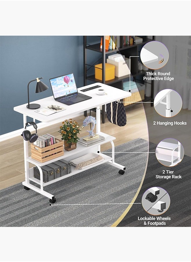 Generic Computer Desk Laptop Table Bed Side Table Adjustable Height with Wheels Portable Sofa Side Table for Home Office Stand Desk(80*40*69-85cm)SC11  - Image 4