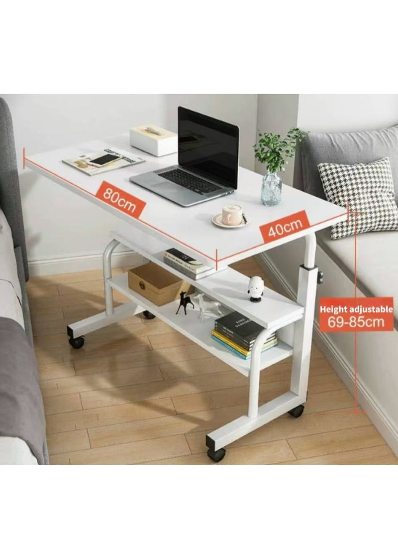 Computer Desk Laptop Table Bed Side Table Adjustable Height with Wheels Portable Sofa Side Table for Home Office Stand Desk(80*40*69-85cm)SC11