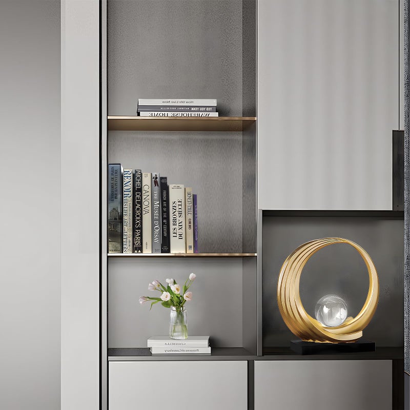 Dosker Golden Shelf Decor Statues,Coffee Table Modern Abstract Stripe Home Decor Sculpture,Desk Decor for Living Room,Office(Golden) - Image 5