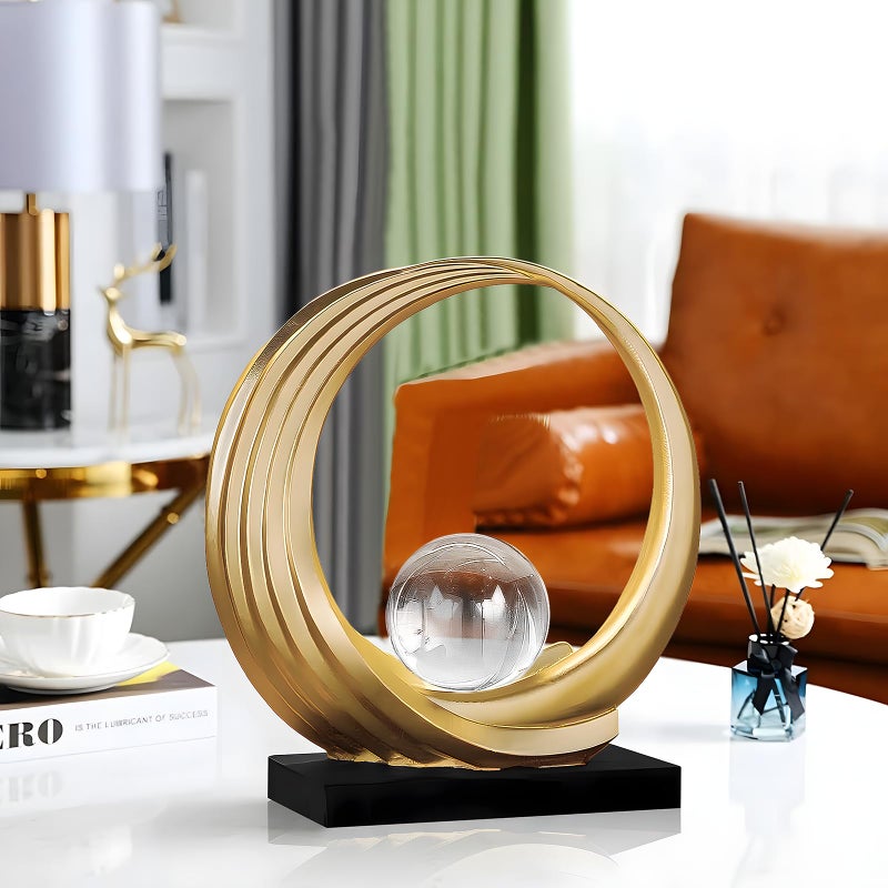 Dosker Golden Shelf Decor Statues,Coffee Table Modern Abstract Stripe Home Decor Sculpture,Desk Decor for Living Room,Office(Golden) - Image 4