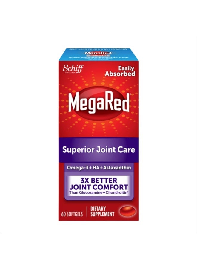 Megared Omega-3 Krill Oil and Joint Supplement - Megared Joint Care 60 softgels - EPA/DHA fatty acids, Antioxidants, Hyaluronic acid, No fishy burp aftertaste as with Fish Oil  - Image 1