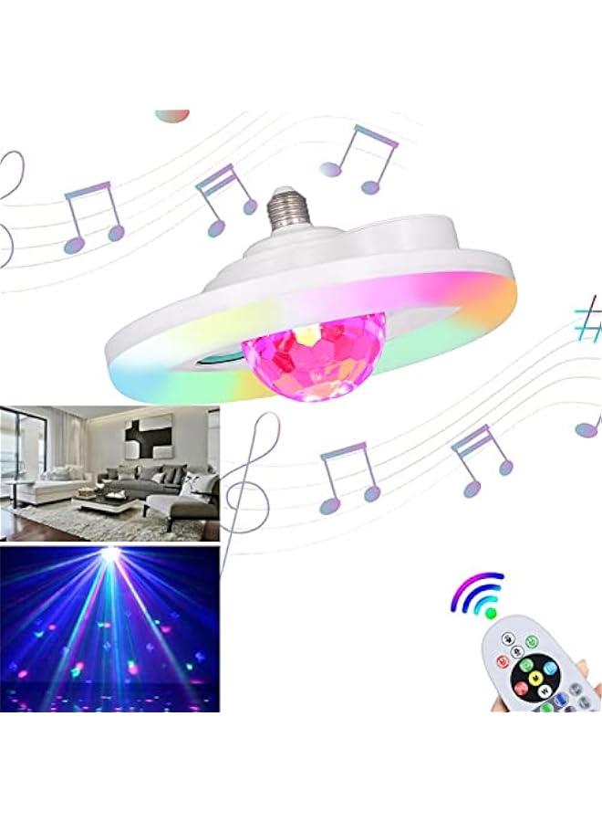 LED Bluetooth Music Light, RGB Color Changing Music Lamp, 5 Colors Changing Light Bulb with Remote Control & Double Speaker Mood Ambiance Lighting LED Music Ceiling Lamp for Cafe Bar Birthday Party - Image 3