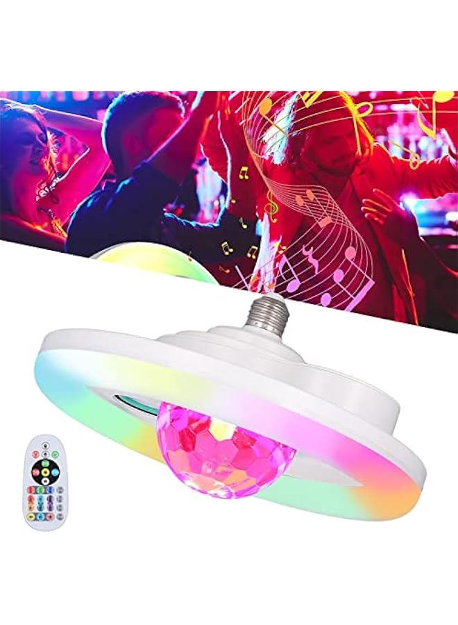 LED Bluetooth Music Light, RGB Color Changing Music Lamp, 5 Colors Changing Light Bulb with Remote Control & Double Speaker Mood Ambiance Lighting LED Music Ceiling Lamp for Cafe Bar Birthday Party - Image 5