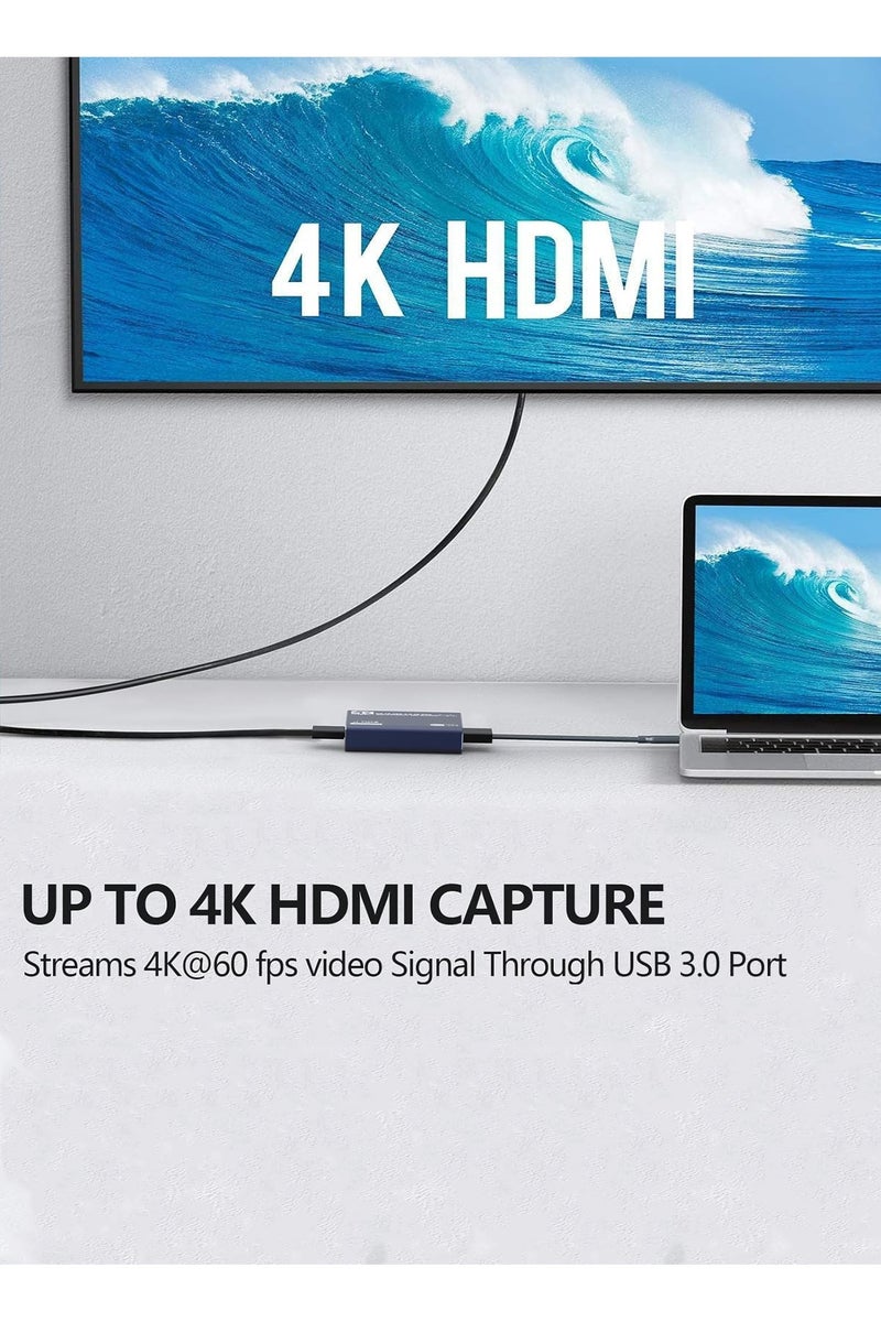 4K Audio Video Capture Card, 4K60HZ HD Loop Output, USB 3.0 Recording & Gaming – HDMI Video Capture Device, 1080p 60fps, Zero Latency for Streaming Video Game, PS5, Xbox, Switch, OBS, PC, Mac – Plug & Play - Image 4