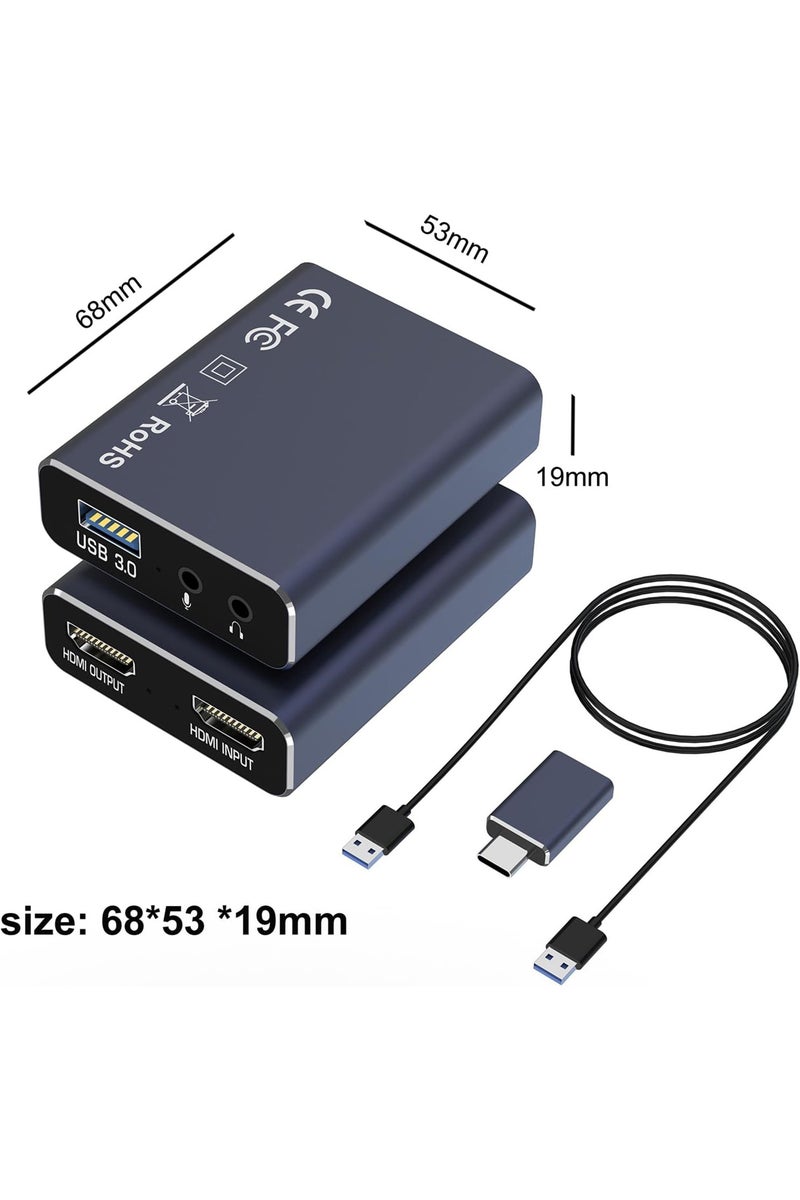 4K Audio Video Capture Card, 4K60HZ HD Loop Output, USB 3.0 Recording & Gaming – HDMI Video Capture Device, 1080p 60fps, Zero Latency for Streaming Video Game, PS5, Xbox, Switch, OBS, PC, Mac – Plug & Play - Image 3