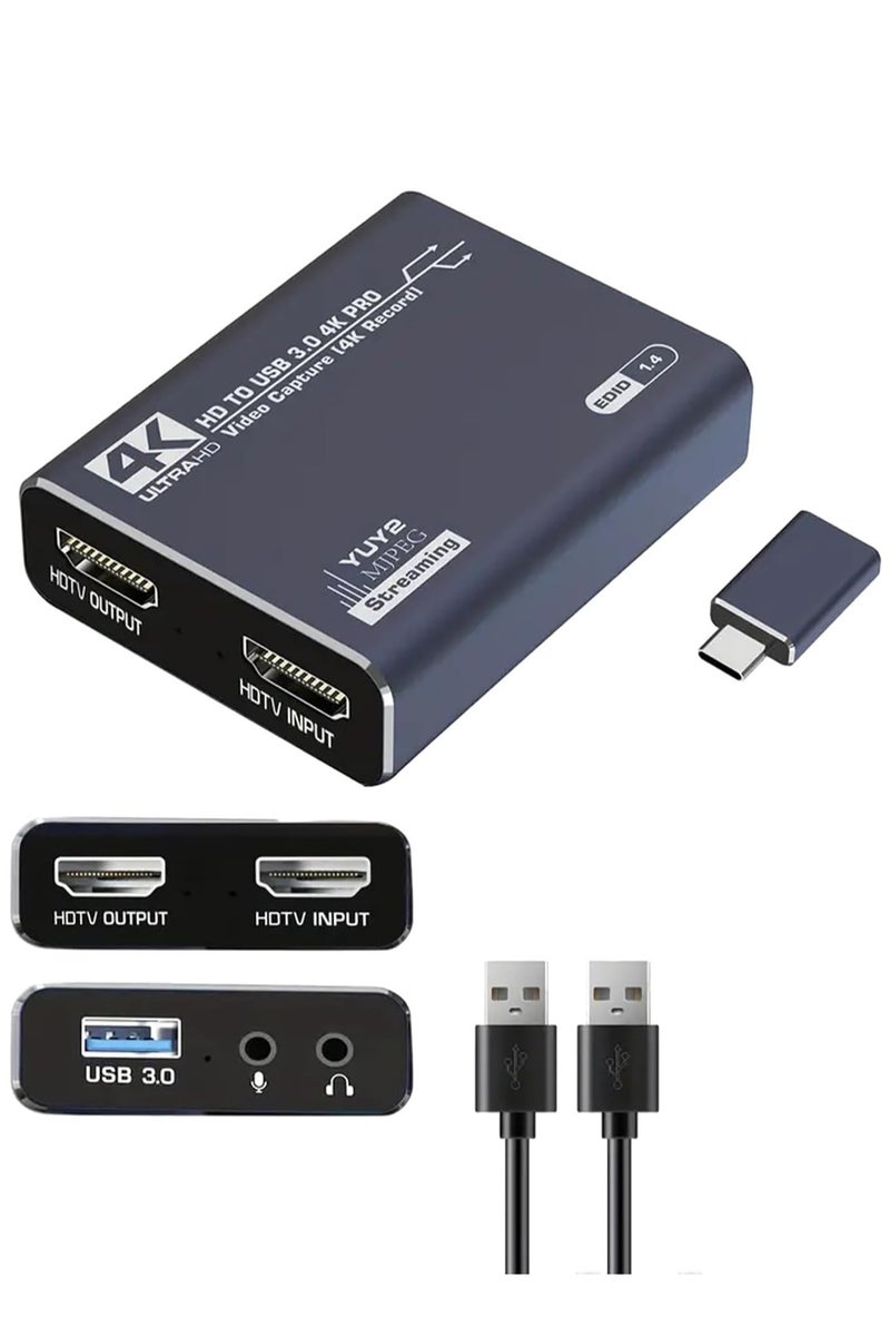 4K Audio Video Capture Card, 4K60HZ HD Loop Output, USB 3.0 Recording & Gaming – HDMI Video Capture Device, 1080p 60fps, Zero Latency for Streaming Video Game, PS5, Xbox, Switch, OBS, PC, Mac – Plug & Play - Image 1
