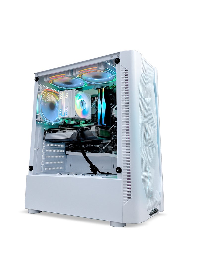 عرب جيمرز حزمة كمبيوتر ألعاب الكل في واحد باللون الأبيض - معالج Intel Core i5-12400F، بطاقة رسومات NVIDIA GeForce RTX 5060 8GB، ذاكرة وصول عشوائي 16 جيجابايت، قرص NVMe SSD سعة 1 تيرابايت، شاشة FHD بحجم 24 بوصة ومعدل تحديث 190 هرتز، لوحة مفاتيح، ماوس، سماعة رأس، ويندوز 11 برو - Image 2
