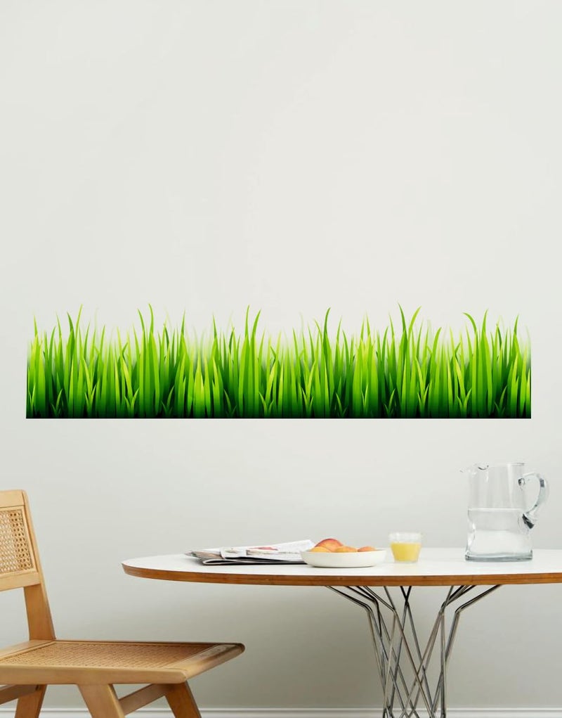 Akki Wold Pvc Decorative Green Grass Wall Sticker For Living Room, Bedroom, Office (Size - 23 Cm X 113 Cm, Self-Adhesive, Wall, 0.5 Cms) - Image 1