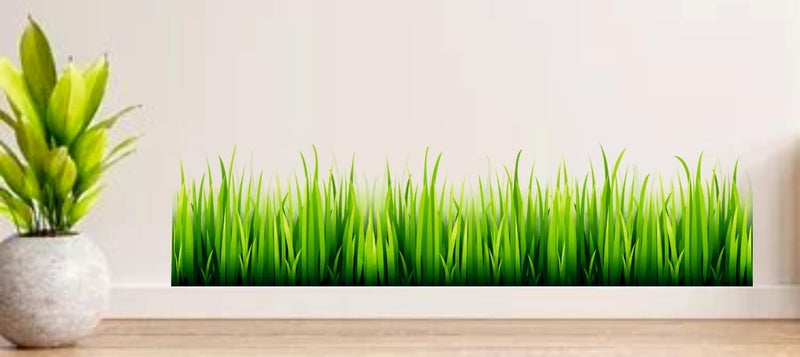 Akki Wold Pvc Decorative Green Grass Wall Sticker For Living Room, Bedroom, Office (Size - 23 Cm X 113 Cm, Self-Adhesive, Wall, 0.5 Cms) - Image 2