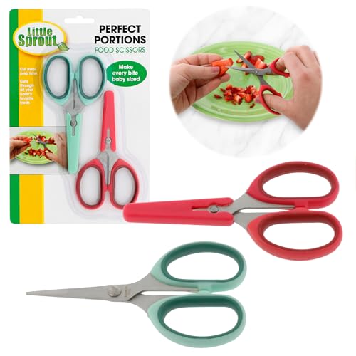 Sprout Cups مقص طعام الأطفال 2 عبوة مع أغطية - ضرورة للآباء - مقصات فولاذية مقاومة للصدأ - اجعل كل قضمة بحجم آمن ومثالي - للأطفال، الصغار - تغذية الأطفال أو التحكم في حصص البالغين، هدية للأم - Image 1