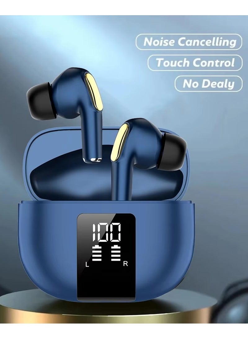 Stereo Bluetooth Headset J68 - Bluetooth 5.1 - Long Battery Life - Touch Control-BLUE - Image 3