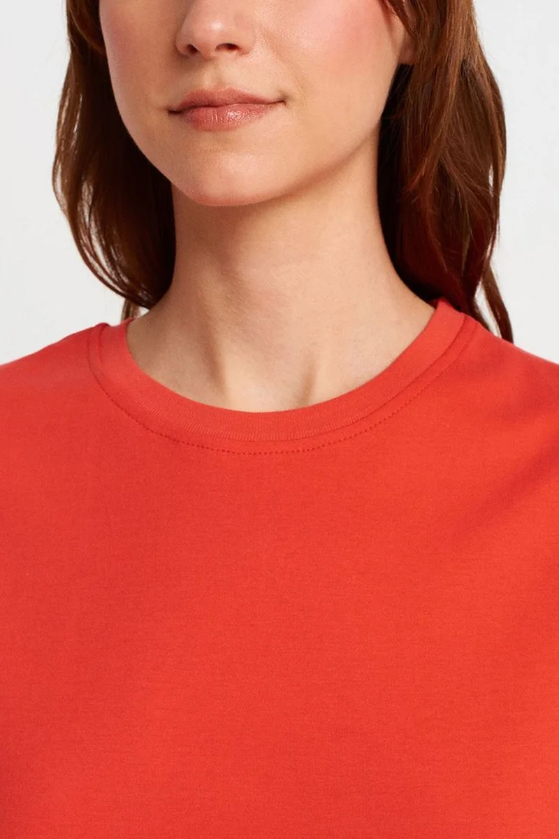 Dilvin Bright Orange DILVIN Women's Cotton Ribbed Crew Neck T-Shirt for Women | Best Price UAE