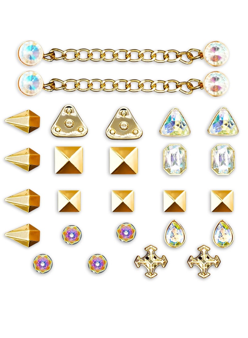 KASTWAVE 24 Pack Shoe Charms Bling Shoes Decoration, Enamel Diamond Shoe Decoration with Chains Accessories, Suitable for Girls Women Party Favors Birthday Gifts - Image 1