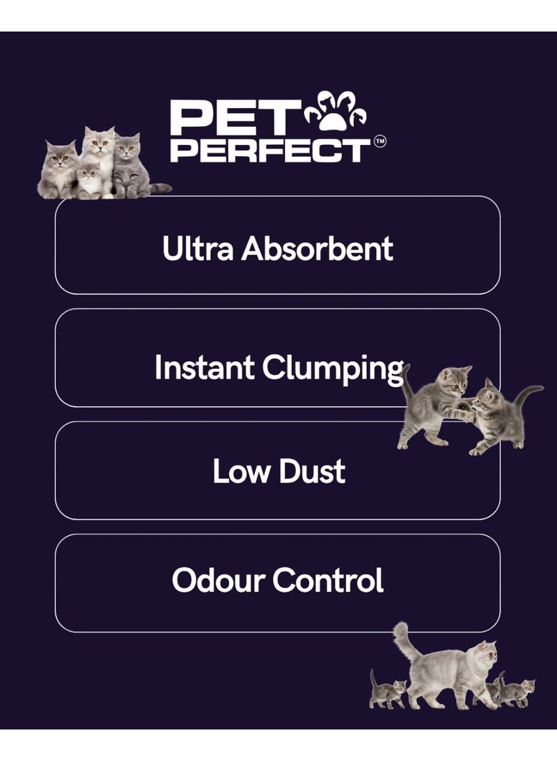 PET PERFECT Premium Clumping Super White Bentonite Cat Litter 5KG |  Forms Quickly Strong Clumps - Superior Odour Control Cat litter| Multi Cat formula | Highly absorbent and easy to clump, this cat litter keeps the box fresh and comfortable for your cat, every single time. - Image 2