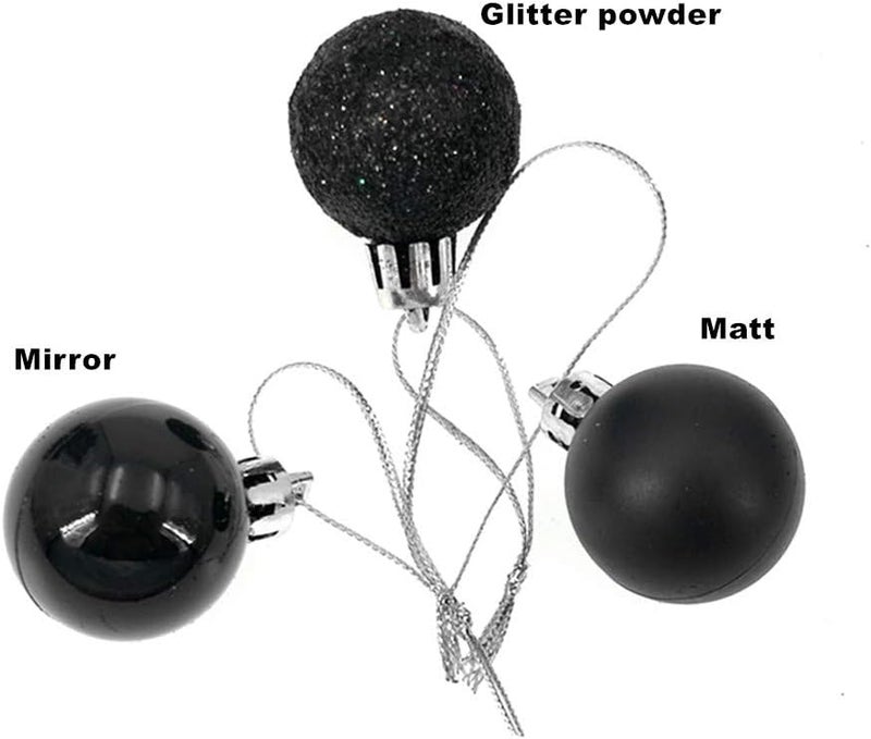 ALIMITOPIA 24pcs Christmas Ball Baubles 1.2 inches Shatterproof Plastic Hanging Balls Pendant for Tiny Xmas Tree Decoration (Tiny Size;Black) - Image 3